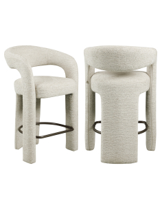 Tabouret de comptoir tissu linéaire naturel SOHO | Loft Attitude