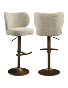 Tabouret de bar pivotant tissu doux naturel AMELY | Loft Attitude