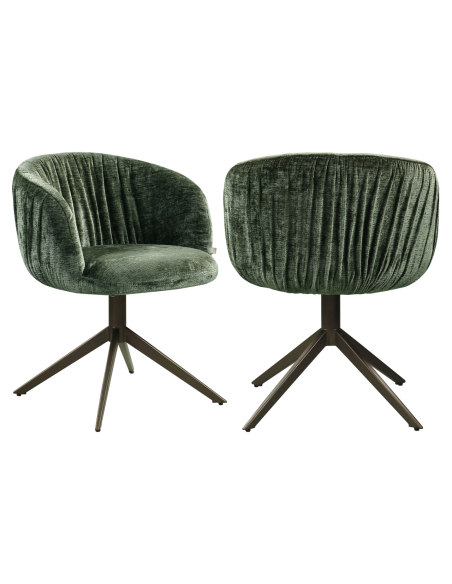 Chaise pivotante chenille vert sauge CASSI | Loft Attitude