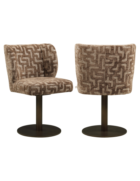 Jacquard Tecido Giratória Cadeira Labirinto Brun Fiona | Loft Attitude