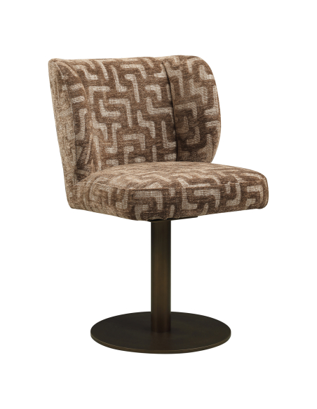 Jacquard Tecido Giratória Cadeira Labirinto Brun Fiona | Loft Attitude