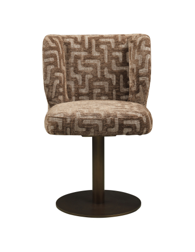 Jacquard Fabric Swivel Chair Labyrinth Brun Fiona | Loft Attitude