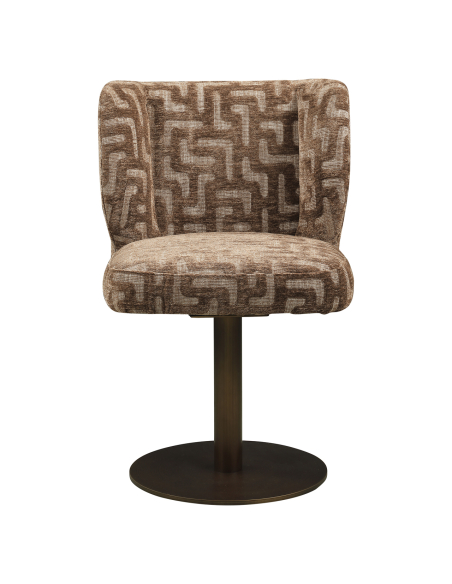 Jacquard Fabric Swivel Chair Labyrinth Brun Fiona | Loft Attitude