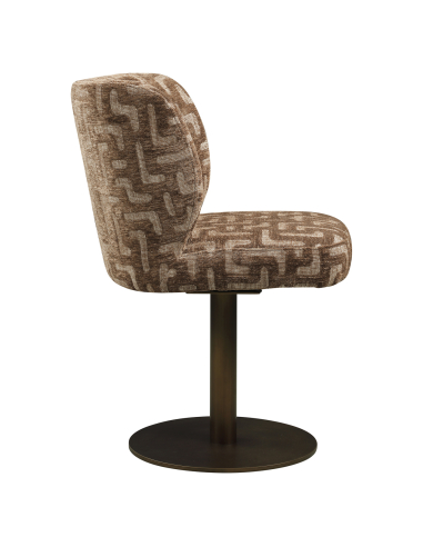 Jacquard Fabric Swivel Chair Labyrinth Brun Fiona | Loft Attitude