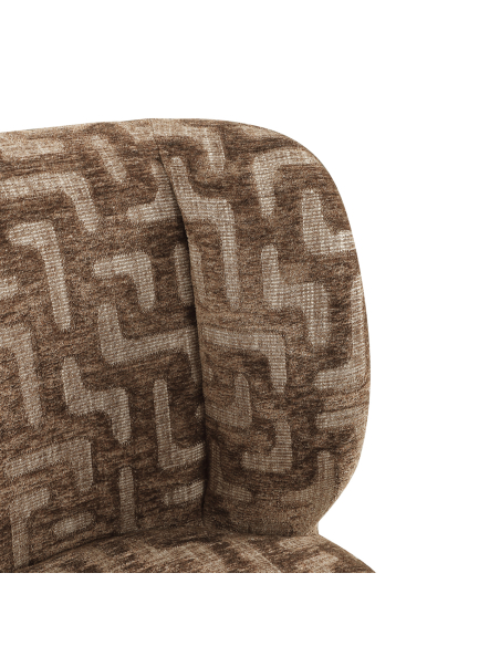 Chaise pivotante tissu jacquard labyrinthe brun FIONA | Loft Attitude
