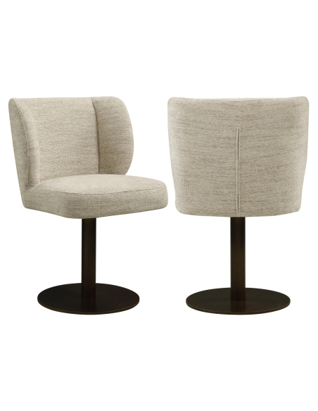 Sedia girevole in tessuto morbido naturale Fiona | Loft Attitude