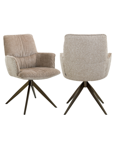 Sedia in tessuto girevole in tessuto Crema con texture | Loft Attitude