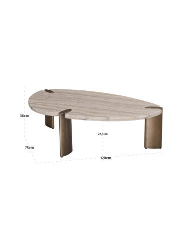 Table basse travertin gris ARCADIA | Loft Attitude