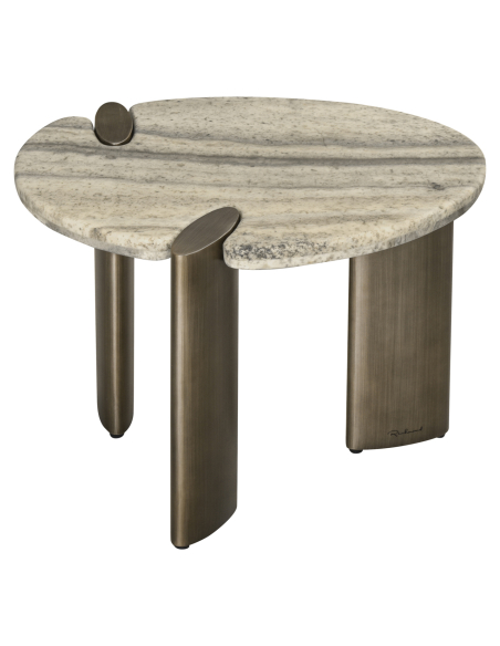 Arcadia Gray Travertine Side Table | Loft Attitude