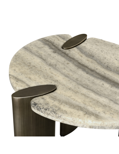 Arcadia Gray Travertine Side Table | Loft Attitude