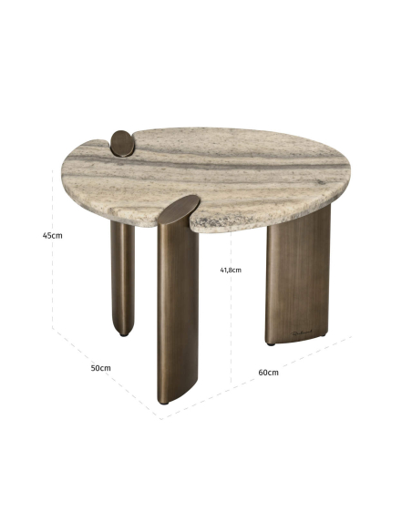 Arcadia Gray Travertine Side Table | Loft Attitude