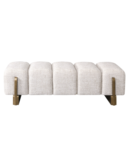 Banc capitonné tweed crème design CALEO