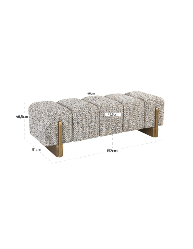 Capitonn Bench Textured Fabric Gray Design Caleo