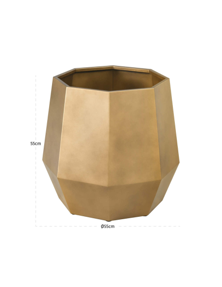 Cache-pot métal facetté bronze doré moyen modèle AXIS