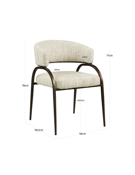Sedia da pranzo in tessuto beige angora charda
