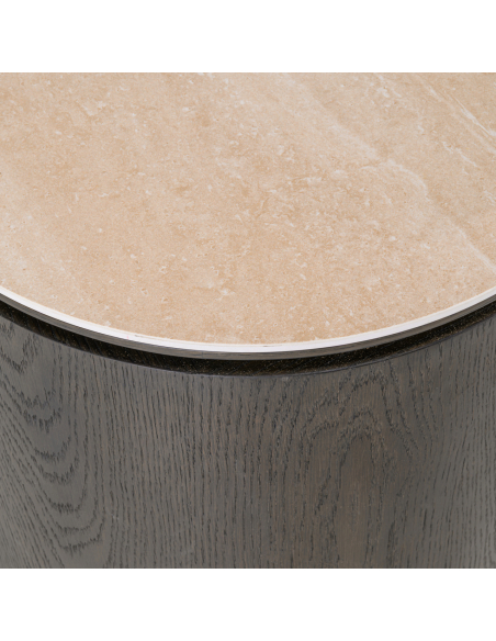Brown round bedside table 2 drawers Nando - Richmond Interiors
