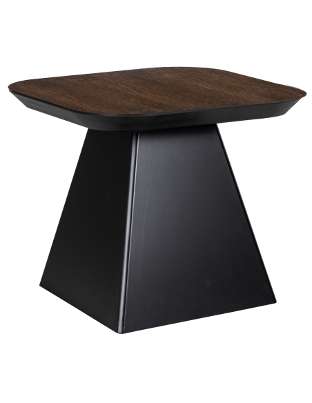 Oak-top side table with pyramidal base design BONVOY