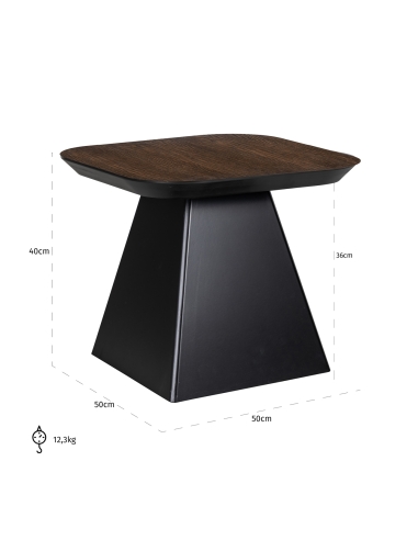 Mesa auxiliar con tablero de roble y base piramidal de diseño BONVOY