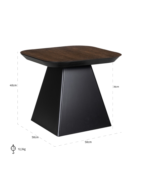 Bijzettafel met eiken blad en piramidevormig onderstel design BONVOY