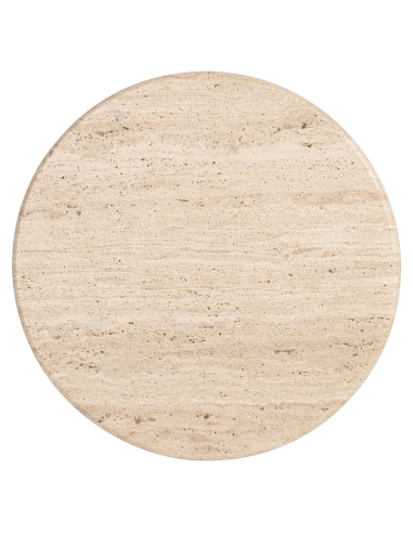 Runder Beistelltisch aus Mangoholz und Travertin im Design DOUGLAS