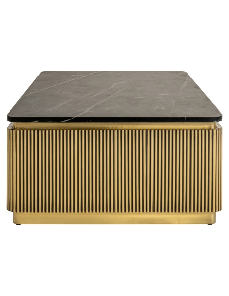 Salontafel zwart marmer geribbeld messing design IRONVILLE
