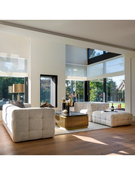 Couchtisch aus schwarzem Marmor und geriffeltem Messing im Design IRONVILLE