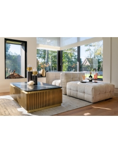 Mesa de centro mármore preto latão canelado design IRONVILLE 2