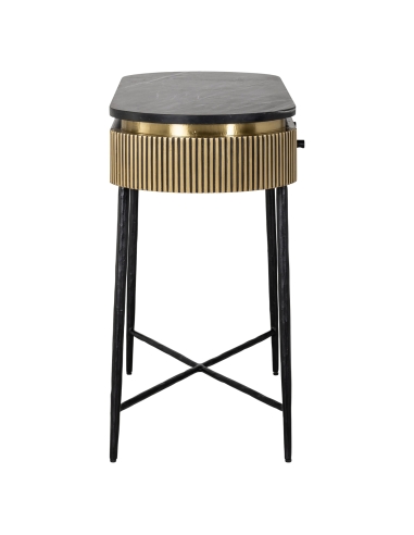 Console 2 tiroirs marbre noir et laiton doré design IRONVILLE