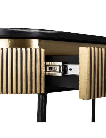 Consolle 2 cassetti marmo nero e ottone dorato design IRONVILLE