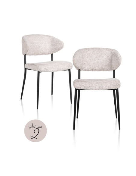 Sedia da pranzo in tessuto crema design BEA (lotto di 2)