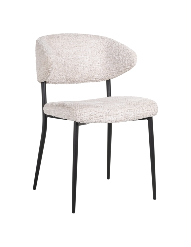 Silla de comedor de tela crema diseño BEA (lote de 2)