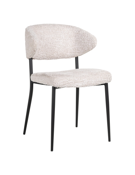 Sedia da pranzo in tessuto crema design BEA (lotto di 2)