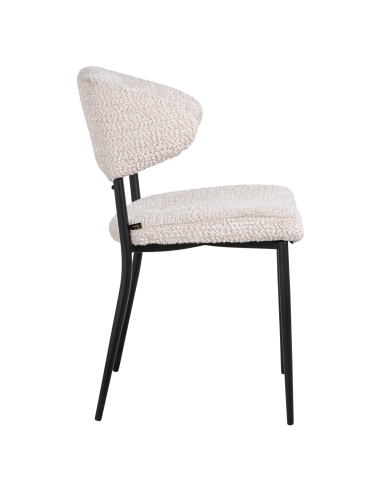 Chaise de salle à manger tissu crème design BEA (lot de 2)