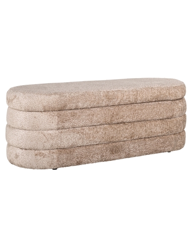 Pouf contenitore in tessuto bouclé beige design CAMILLE
