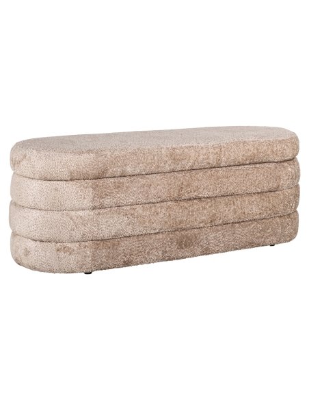 Pouf contenitore in tessuto bouclé beige design CAMILLE