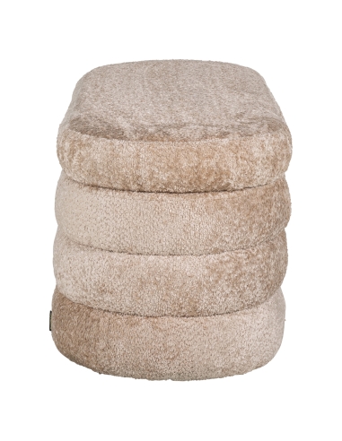 Opbergpoef van beige bouclé stof design CAMILLE