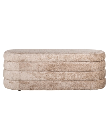 Beige bouclé fabric storage ottoman CAMILLE design