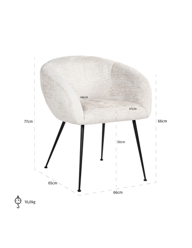 Esszimmerstuhl aus Stoff Fusion Creme Design RUBY