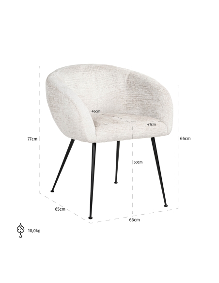 Silla de comedor de tela fusion crema diseño RUBY