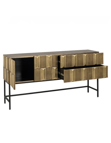 Aparador com frente esculpida preto e dourado design JAXX