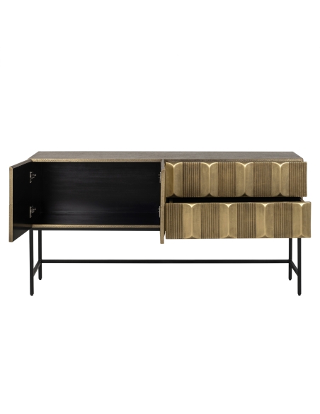 Buffet mit geschnitzter Front in Schwarz und Gold, Design JAXX