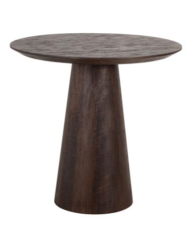 Table bistrot ronde bois manguier brun foncé design WILLOW
