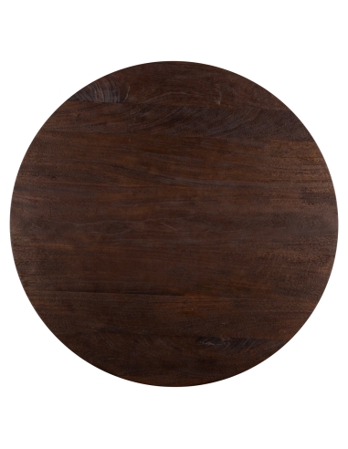 Table bistrot ronde bois manguier brun foncé design WILLOW