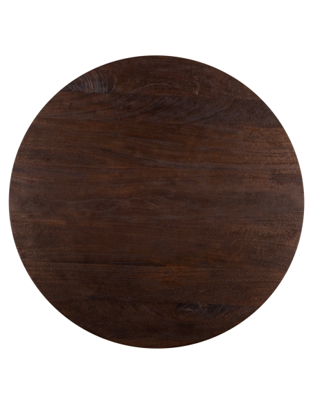 Table bistrot ronde bois manguier brun foncé design WILLOW