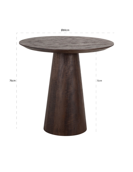 Round bistro table dark brown mango wood WILLOW