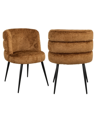 Cadeira de sala de jantar em tecido fusion cognac design STELLA