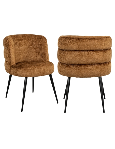 Esszimmerstuhl aus Fusion-Stoff in Cognac, Design STELLA