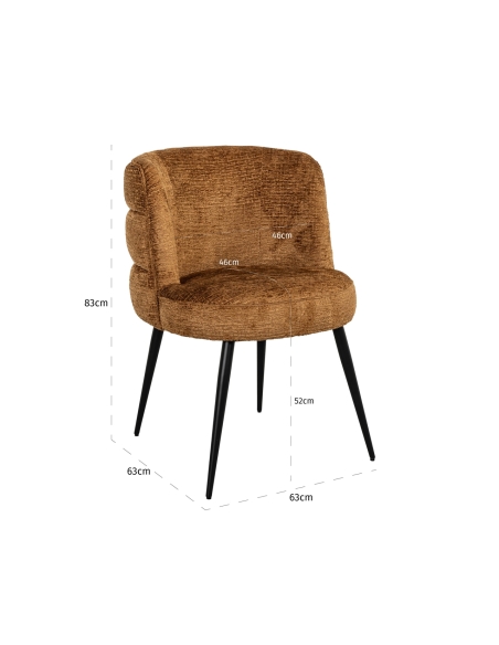 Chaise de salle à manger tissu fusion cognac design STELLA