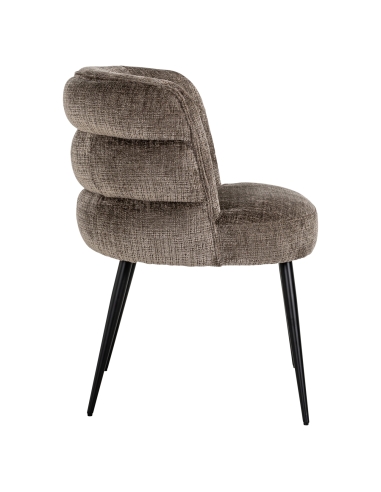 Cadeira de sala de jantar chenille cinzento taupe base metálica design STELLA