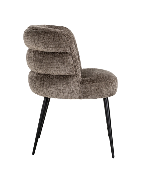 Chaise de salle à manger chenille gris taupe piètement métal design STELLA